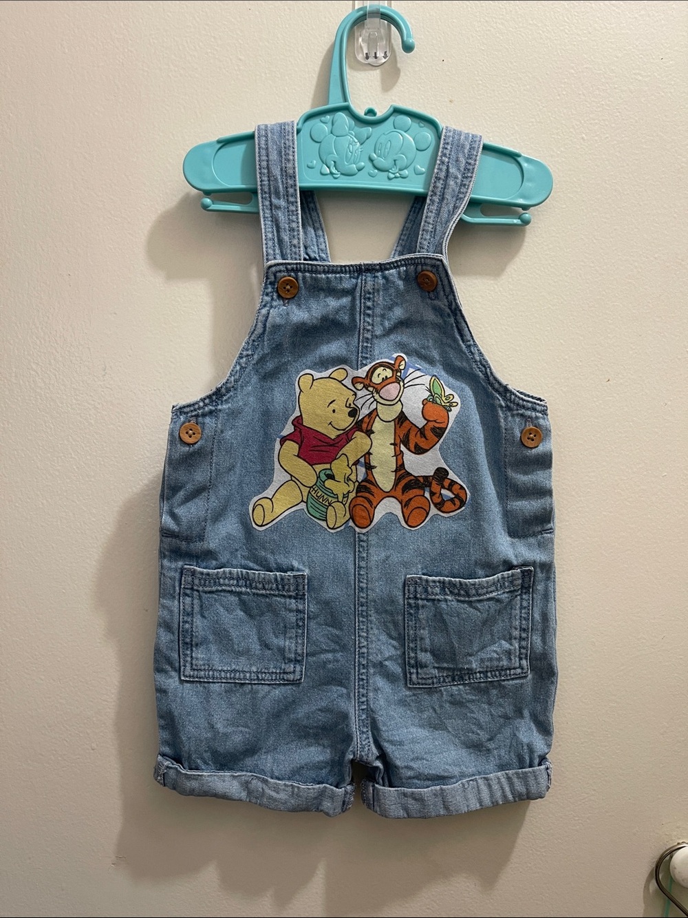 Denim Winnie the Pooh & Tigger Shortalls - Blue Kids Overalls